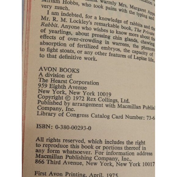 Watership Down A Novel By Richard Adams Paperback Avon Books 1975 - Picture 5 of 6